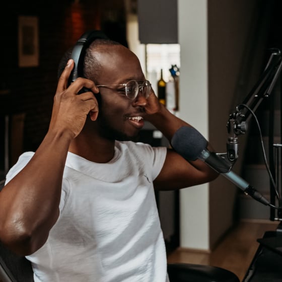 Image of a podcast creator
